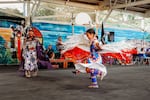 In this 2023 photo provided by the Native American Youth and Family Center, or NAYA, a pair of children dance at the annual Neerchokikoo powwow in Portland, Ore. The event was hosted by NAYA, to celebrate Native culture through dance, music, art and food.