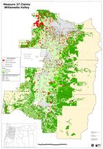 This Oregon Department of Agriculture map from 2007 shows Measure 37 claims in the Willamette Valley. Maps showing the widespread development claims following passage of the 2004 property rights initiative helped build voter support for rolling back the initiative. 