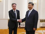 U.S. Secretary of State Antony Blinken shakes hands with Chinese President Xi Jinping in the Great Hall of the People in Beijing, China, Monday, June 19, 2023.