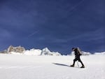 Oregon Field Guide Producer Ed Jahn trekking on Mount Hood.