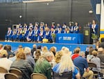 A graduate speaks during Pilot Rock's high school graduation ceremony on Saturday, June 6, 2026. 23 seniors graduated from Pilot Rock Jr./Sr. High School in 2026: 100% of the class.