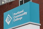A sign reads "Portland Community College."