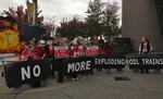 Protesters at a recent rally in Lynnwood, Washington, which Carlo Voli organized.