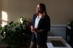 Knightdale, N.C. - March 26th, 2025: Candace Williams, a chief diversity officer who recently lost her job amid corporate America’s DEI retreats, stands for a portrait at her home office in Knightdale, North Carolina. (Cornell Watson for NPR)