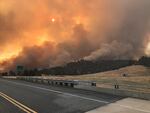 The Klamathon Fire which started July 5, 2018, burns its way along the California-Oregon border.