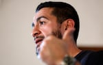 Democratic US Senate candidate Abdul El-Sayed speaks at his Get Out the Vote rally in Detroit, Michigan, on August 3, 2026. El-Sayed is hoping to defeat US Representative Haley Stevens in the Democratic primary to advance to the general election in November. The candidates are vying for Michigan's US Senate seat to replace retiring Democratic Senator Gary Peters.