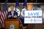 U.S. House Minority Leader Hakeem Jeffries holds a news conference at the U.S. Capitol.