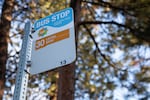 The only bus stop in the community of Deschutes River Woods just outside Bend, Ore., on Dec. 30, 2025.
