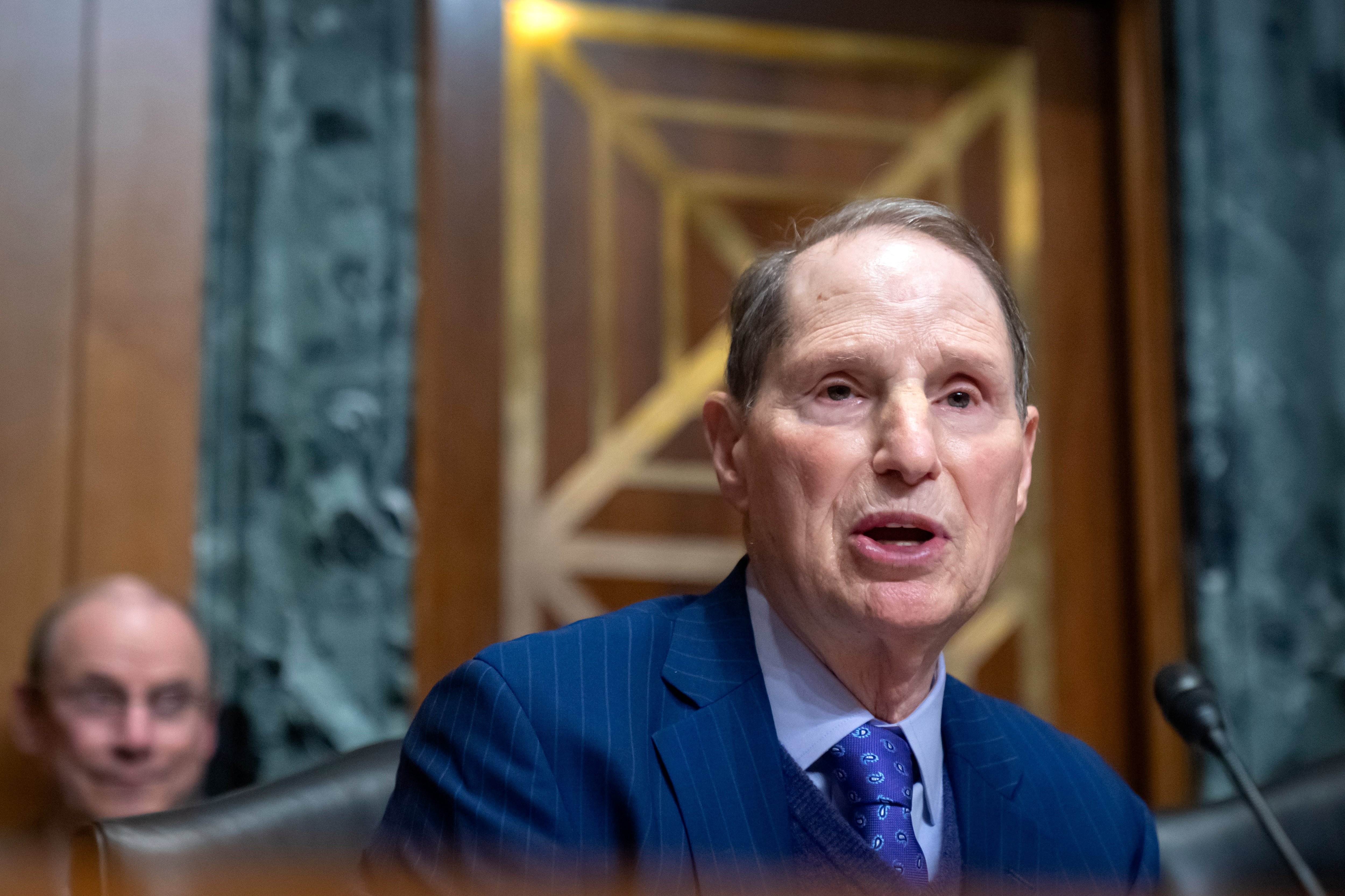 FILE - Sen. Ron Wyden, D-Ore., speaks during a hearing of the Senate Committee on Finance on Capitol Hill, Thursday, March 6, 2025, in Washington.