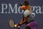 Serena Williams practices before the start of the U.S. Open at USTA Billie Jean King National Tennis Center on Aug. 25 in New York City.