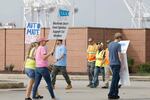 The International Longshoremen’s Association (ILA) picket outside of an entrance to the Dundalk Marine Terminal in the Port of Baltimore on Oct. 3, 2024.