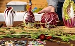 Four types of radicchio on display at the Sagra del Radicchio in Portland, Ore., on Oct. 28, 2022. The showcase and celebration of the winter vegetable was inspired by the thousands of sagre held each year across Italy.