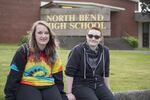 Liv Funk, left, and Hailey Smith filed complaints against the North Bend School District in southern Oregon for anti-LGBTQ harassment and discrimination.
