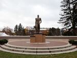 Michigan State University's Spartan statue is seen prior to a game on November 8, 2008 in East Lansing, Mich.