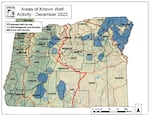 A map showing a cluster of circles in Northeastern Oregon, and some spread down Central Oregon.