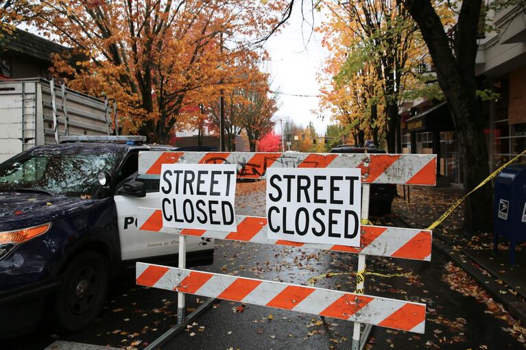 Some streets are still closed after the blast rocked downtown Portland on Wednesday, Oct. 19.