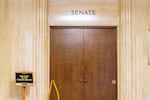 FILE: The entrance to the Senate chambers at the Oregon State Capitol, May 2021. Senate Bill 1521 would make it so that school boards could terminate superintendents without cause “only if certain conditions are met.”