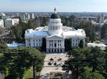 An aerial view of the California State Capitol in Sacramento, Calif.
