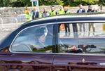 The Princess Royal and her husband Admiral Sir Tim Laurence travel behind the hearse carrying the coffin of Queen Elizabeth II.