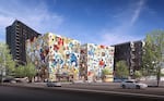 The Portland Design Commission recently approved the rose and thunderegg–inspired painting by renowned artist James Jean for the Fair-Haired Dumbbell Building on East Burnside.