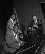The Oscar Peterson Trio, Herb Ellis on guitar and Ray Brown on bass, in Portland, Ore., circa 1954.