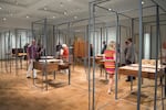 There are three parts of the the "Case Work" exhibition at the Portland Art Museum. "I conceived the frames as a series of thresholds that invite you in, and then they hold the toolboxes," says Cloepfil.
 