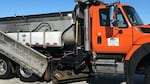 A snowplow nicknamed The Big Leplowski is seen in Detroit Lakes, Minn., in February. The Minnesota Department of Transportation is currently holding its third naming contest for its plows.
