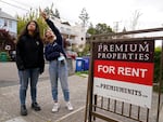 College students Sanaa Sodhi, right, and Cheryl Tugade look for apartments in Berkeley, Calif. in March of this year.