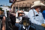 Drazan adjusts her cowboy hat before riding in the Westward Ho! Parade on Friday, Sept. 18, 2026.
