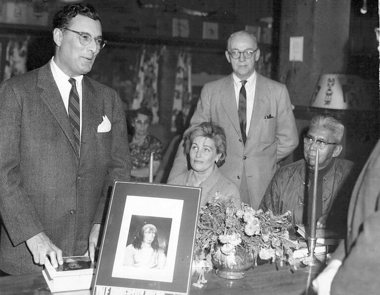 Josephy at a celebration for a book he wrote on the Nez Perce tribe at the Wallowa Lodge in 1965.