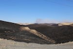 Charred grasslands from the Substation Fire near Moro, Oregon, Wednesday, July 18, 2018.