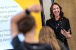 Linn County Alcohol and Drug Prevention Specialist Shannon Snair leads a LifeSkills Training class at Scio Middle School in Scio, Ore., Nov. 16, 2023. 