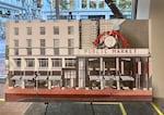 A rendering of the James Beard Public Market as seen from Southwest Alder Street in Portland, Ore., during a tour of the space on Nov. 15, 2024.