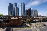 A view of the skyline behind Deansgate station in Manchester, on June 22.