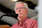Sen. Mitch McConnell, R-Ky., speaks at an event, Aug. 2, 2025, in Fancy Farm, Ky.