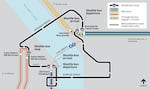 A still map of the August 2020 adjustments to the MAX system and the shuttle bus routes.