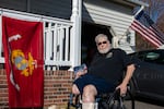 Marine Corps veteran Ed O'Connor is seen outside his home in Fredericksburg, Va. He is among tens of thousands of veterans who took a COVID forbearance on a VA home loan. But the VA's program ended abruptly in October of 2022 and many veterans were asked to either pay all the missed payments or face foreclosure.