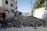 A pile of rubble swept up by residents following an Israeli military raid last November in the Jenin refugee camp.