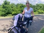 Molly Loveland and her daughter, Maya, at a park in Washington, Pennsylvania. Loveland works at a nearby nursing home. Loveland is concerned about catching COVID and bringing it home to her baby after her return to work. Federal data show that just 4 out of 10 nursing home residents in the U.S. have gotten at least one dose of the most recent COVID vaccine, which was released last fall.