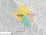 The Metropolitan Learning Center would move from its current location to the Smith building. The vacant MLC facility would take on a new enrollment area in the orange section of the map to accommodate Chapman students.