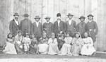 This image from 1873, shows a group of Modoc tribal members relocated to Oklahoma. 