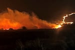 This photo provided by the Oregon Department of Transportation shows the Durkee Fire burning in eastern Ore., Monday, July 22, 2024.