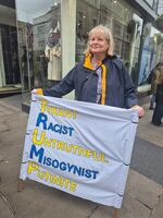 Lynn Iliffe drove to Windsor from the English Midlands to protest President Trump's visit. "I just feel really angry about so many of the things he does," she told NPR.