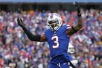 Damar Hamlin of the Buffalo Bills celebrates during a game this season against the Pittsburgh Steelers in New York.