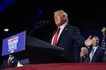 Donald Trump speaks at an election night watch party at the Palm Beach Convention Center in West Palm Beach, Fla.