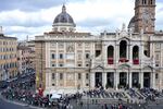 A line of visitors outside the Basilica of Saint Mary Major.
