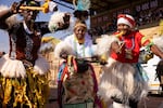 Dancers in traditional dress accompanied the South Africa's Mbombela team at the opening ceremony of the grannies tournament, which involved a 15-minute walk from Mama Beka’s home in Nkowankowa to the stadium.