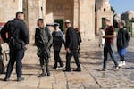 Israeli Jews visit the Al-Aqsa compound under police escort on March 21.