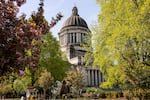 FILE - The exterior of the Washington State Capitol building is seen, April 25, 2025, in Olympia, Wash.