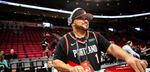 David Jackson, "DJ OG One," plays tracks during pregame of a National Basketball Association Game between the Portland Trail Blazers and San Antonio Spurs at the Moda Center in Portland, Ore., Thursday, Feb. 6, 2020.